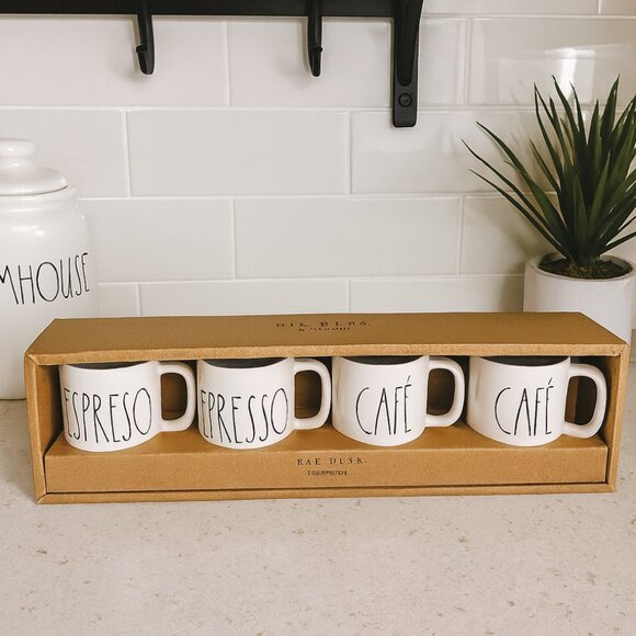 NIB Rae Dunn Magenta Set of 4 Espresso Mugs Rae Dunn Coffe Mugs - Picture 2 of 7